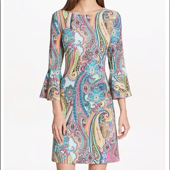 Tommy hilfiger paisley bell sleeve dress Clearance